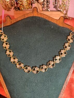 Gold Heart/Clover Link Bracelet Sz 6.5-7.5”